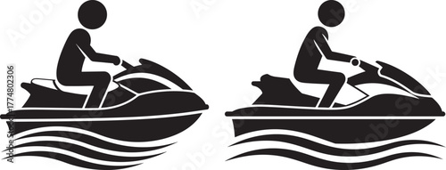 Two jet ski riders enjoying a day on the water silhouette