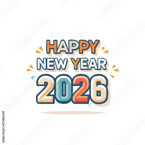 Happy new year 2026 celebration greeting card