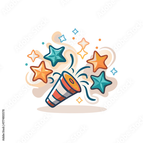 Confetti popper with stars