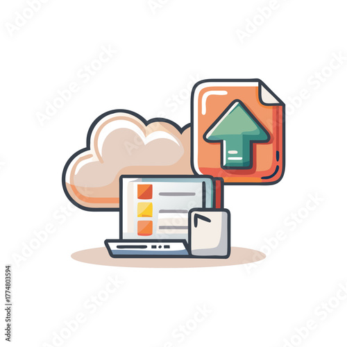 Cloud storage and data upload concept