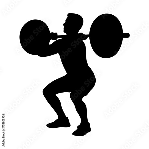 Silhouette of a weightlifter. Vector image