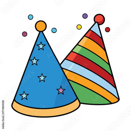 Party hats icons set flat vector. Birthday cap. vector