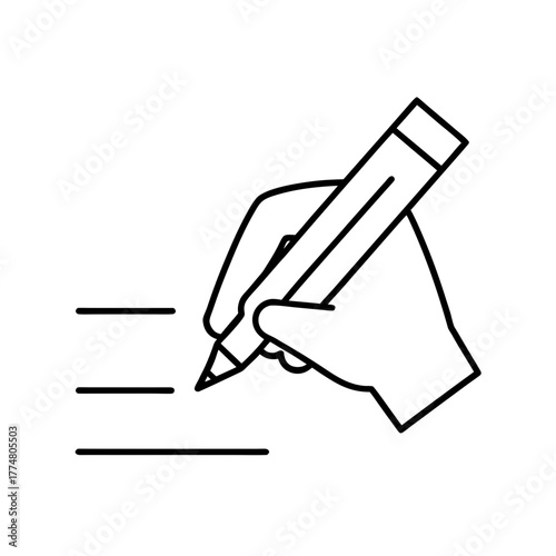 Hand writing on paper with a pencil icon silhouette