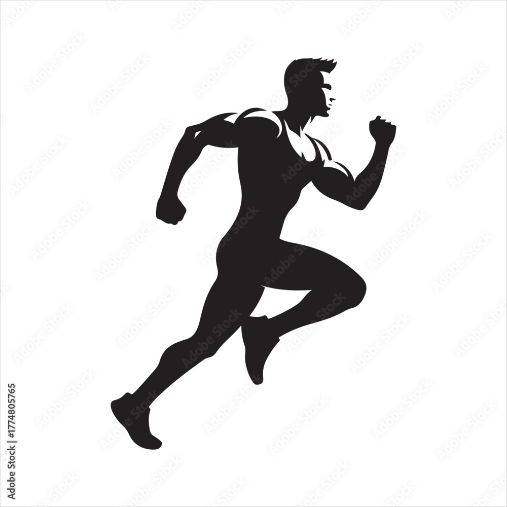 Fototapeta premium Jogger vector silhouette line art logo design concept illustration