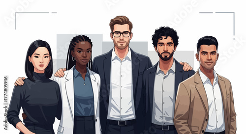 Diverse Team of Professionals Standing Together in Unity and Collaboration.