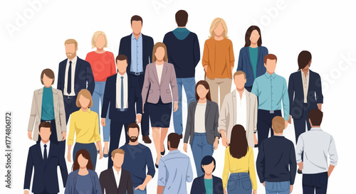 A large and diverse group of people standing together.