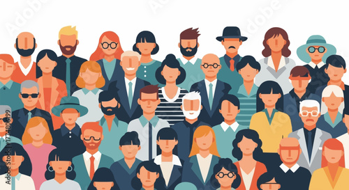 Diverse Crowd Illustration - A Vibrant Gathering of People.