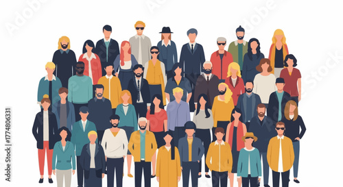 Diverse group of people standing together representing community and unity.