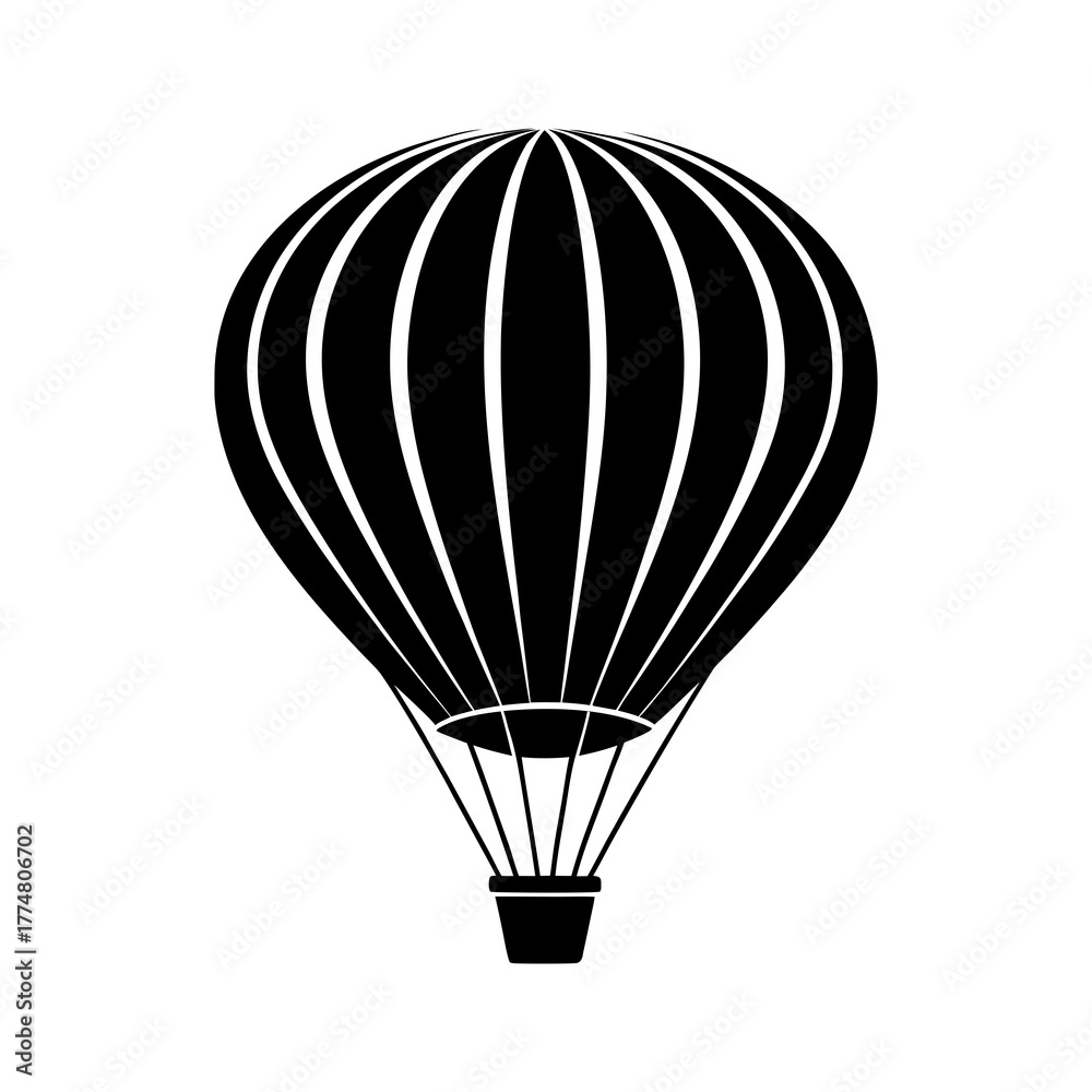 Naklejka premium hot air balloon silhouette with basket