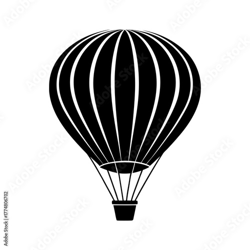 hot air balloon silhouette with basket