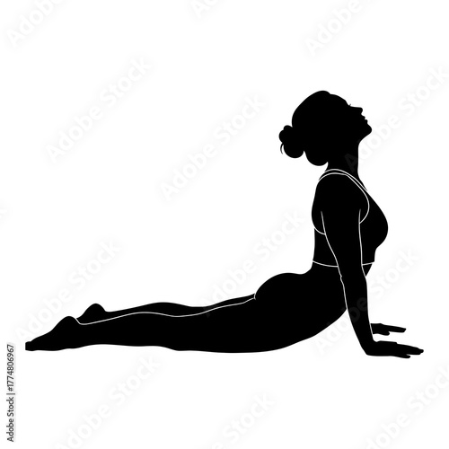 woman doing cobra pose yoga exercise silhouette