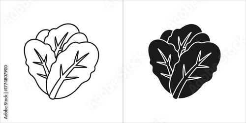 Two icons of lettuce, one outline and one filled