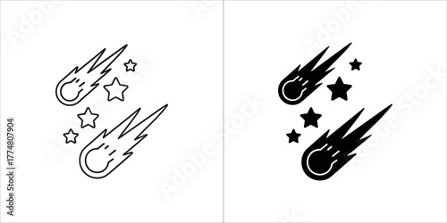 Two shooting stars and three stars