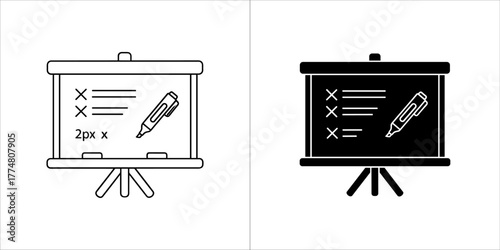 Presentation board with checklist and marker