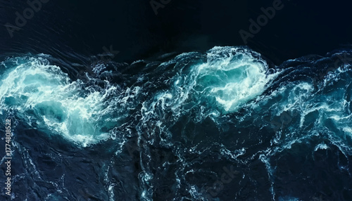 water splash in the water. Dynamic Ocean Waves with Vibrant Turquoise Accents in the Deep Dark Waters of Nature. 