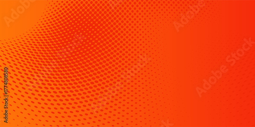 Dots halftone orange color pattern gradient texture with technology digital background. Dots pop art comics with summer background. eps10 vector