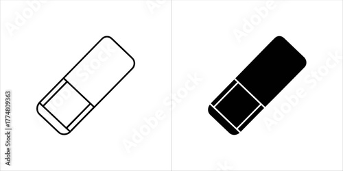 Two erasers, one outline and one solid black