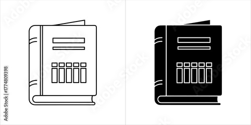 Book icon in outline and solid black