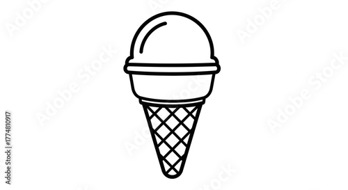 Illustration of an ice cream cone with a single scoop.