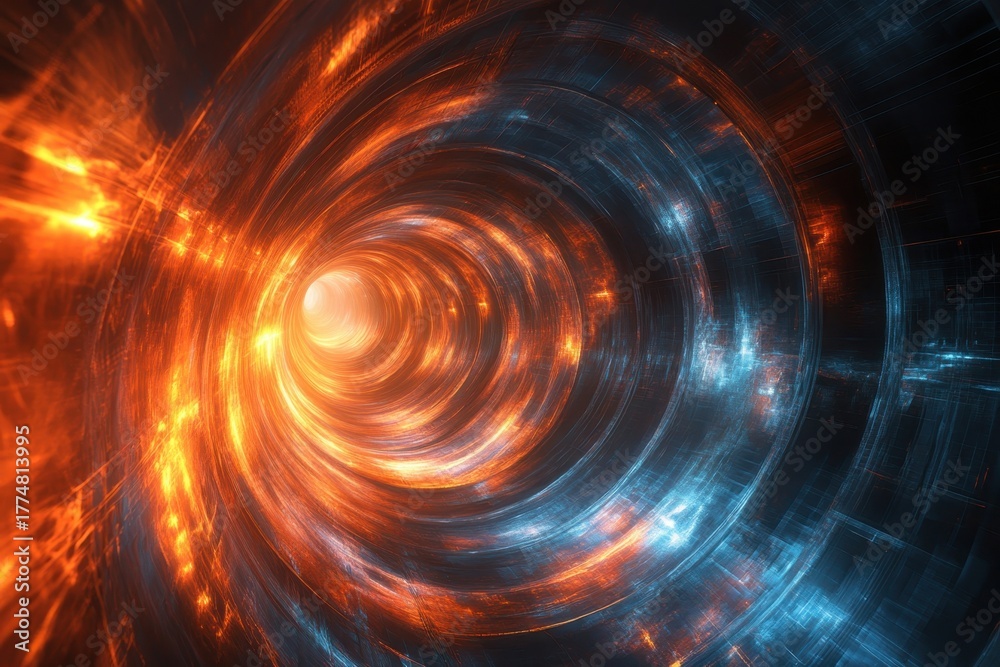 Obraz premium Colorful spiral tunnel with vivid light patterns swirling in a dynamic flow