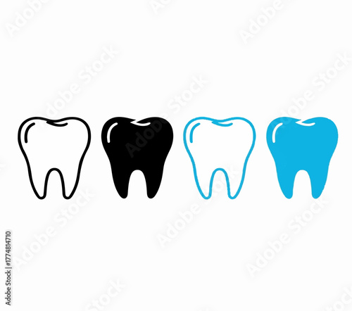 Set of tooth icons dental care vector illustration isolated on white background