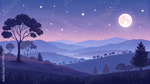 Dreamy Moonlit Illustration