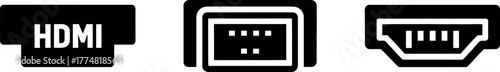 High-definition multimedia interface and other digital connection port icons.