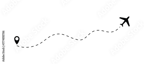 Photos The plane icon follow from start pin point to finish by dashed line