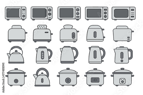 Small kitchen appliances icon set