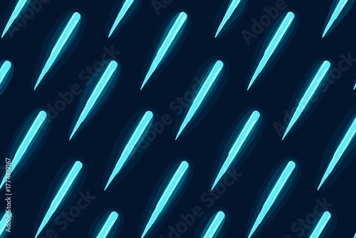 Seamless glowing blue icicle pattern on dark background