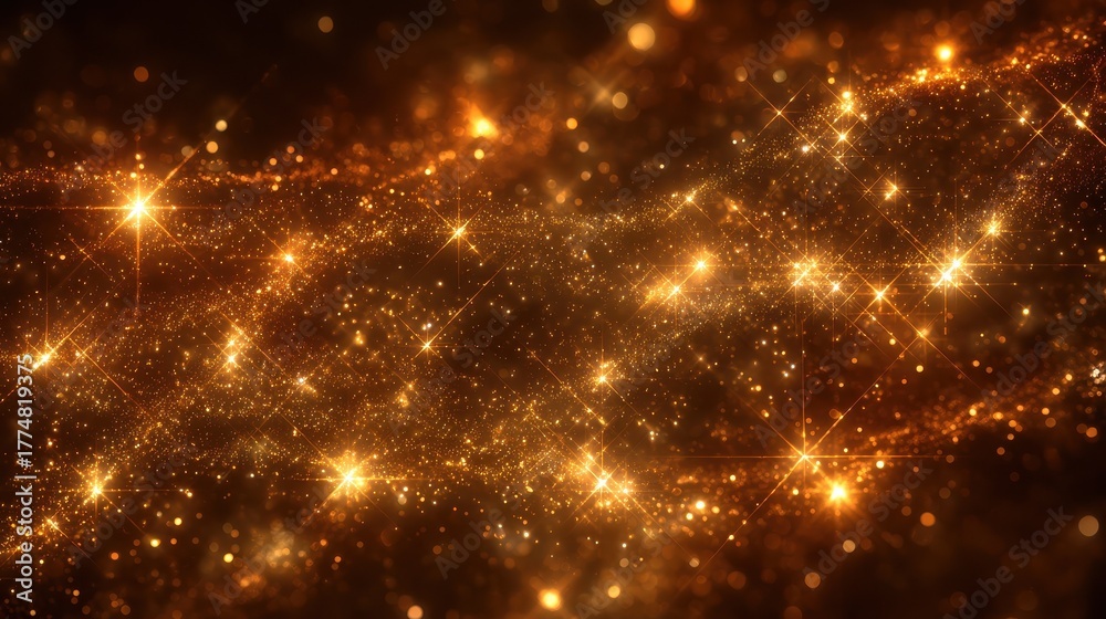 Fototapeta premium glowing christmas lights gold magic stars stock illustration
