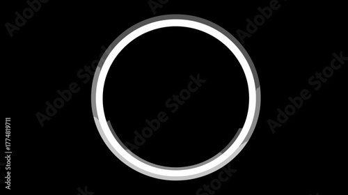 Futuristic glowing white circle animation on black, modern digital loading UI element for technology and data processing.