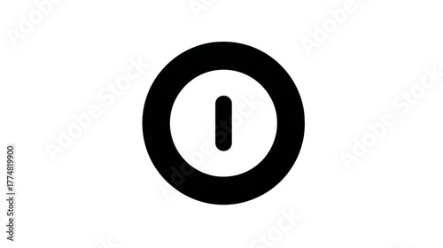 Black Power Button Icon. Universal On/Off Switch Symbol for Digital Devices and User Interface.