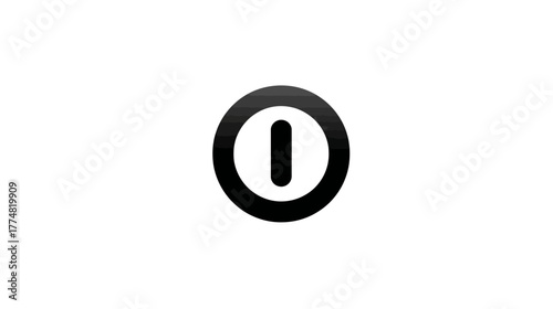 Black power symbol icon in a circular button design on a clean white background, representing on/off, standby, and digital control.