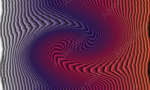 Abstract swirling vortex of vibrant colors with a textured ribbed surface effect