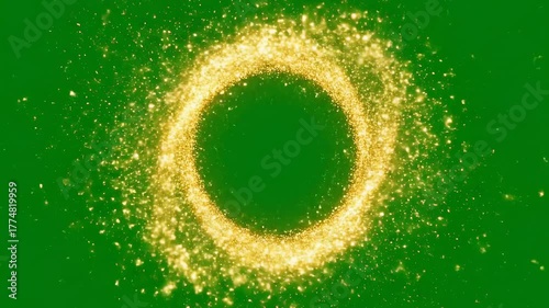 Gold Sparkle Circle Transition on Green Screen | Glitter Swirl Dissolve Magic Particle Effect
