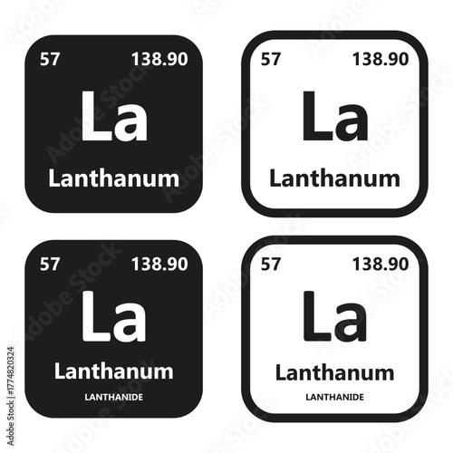 Lanthanum Element vector symbol with atomic number, atomic mass and chemical group block