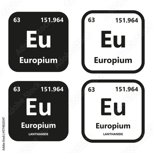 Europium Element vector symbol with atomic number, atomic mass and chemical group block