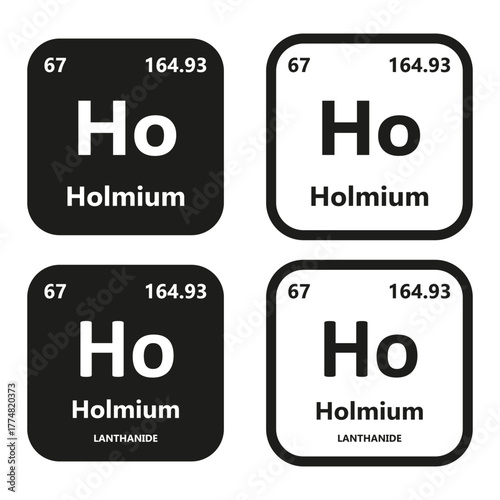 Holmium Element vector symbol with atomic number, atomic mass and chemical group block