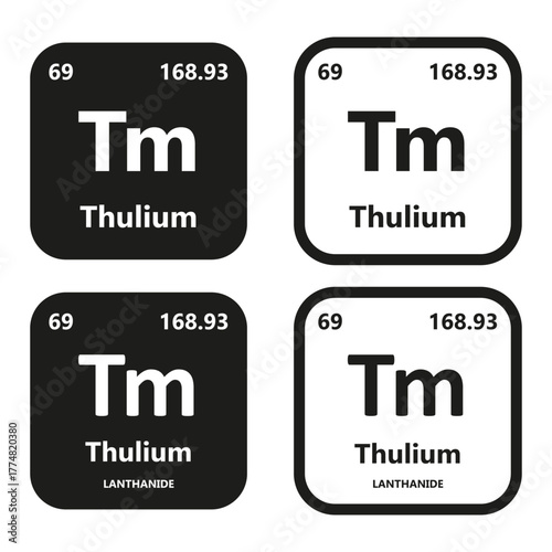 Thulium Element vector symbol with atomic number, atomic mass and chemical group block