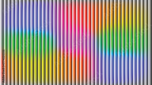 Vibrant abstract background with a spectrum of colorful vertical 3D stripes. A modern graphic design element with a glossy rainbow gradient pattern