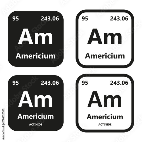 Americium Element vector symbol with atomic number, atomic mass and chemical group block