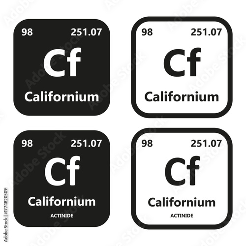 Californium Element vector symbol with atomic number, atomic mass and chemical group block