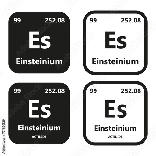 Einsteinium Element vector symbol with atomic number, atomic mass and chemical group block