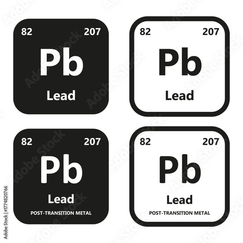Lead Element vector symbol with atomic number, atomic mass and chemical group block