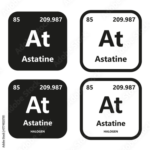 Astatine Element vector symbol with atomic number, atomic mass and chemical group block