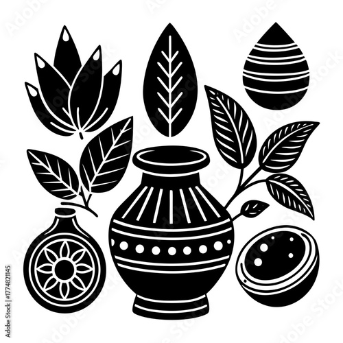 black and white vases