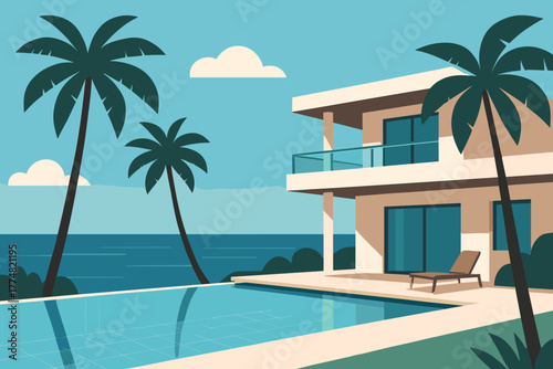 Luxury modern villa with ocean view and private pool