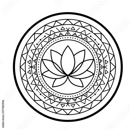 A simplified, symmetrical lotus design with thick lines, ideal for branding and modern icons.