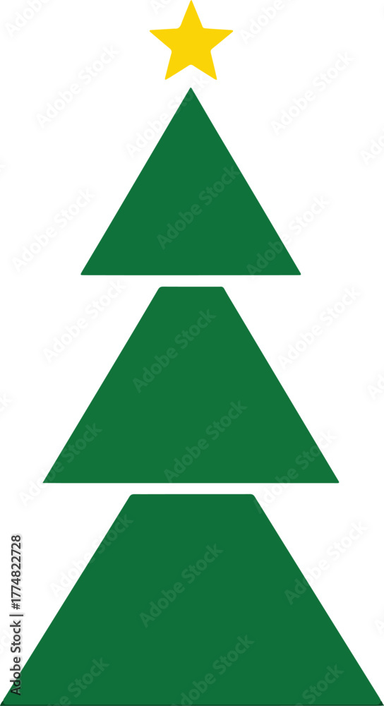 Fototapeta premium Abstract green Christmas tree vector illustration with holiday decorations